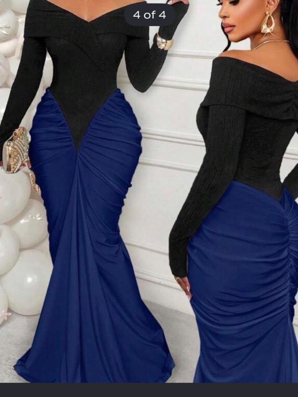 SHEIN Black & Navy Blue Two-Tone Maxi Dress - Picture 3 of 7